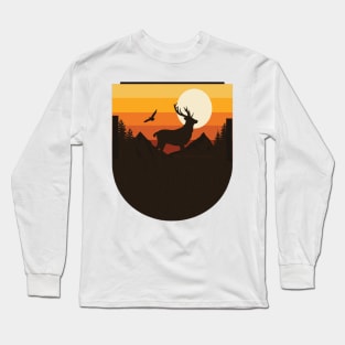 vintage retro sunset art of zoo Long Sleeve T-Shirt